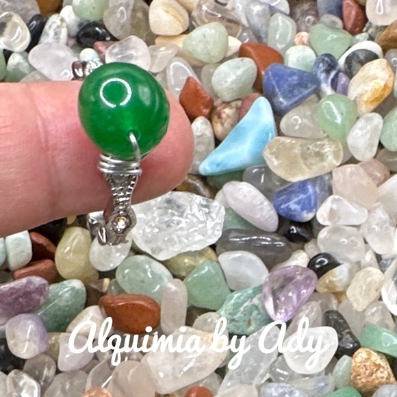 Dark green untreated emerald silver oversized gem ring - Picture 2 of 4